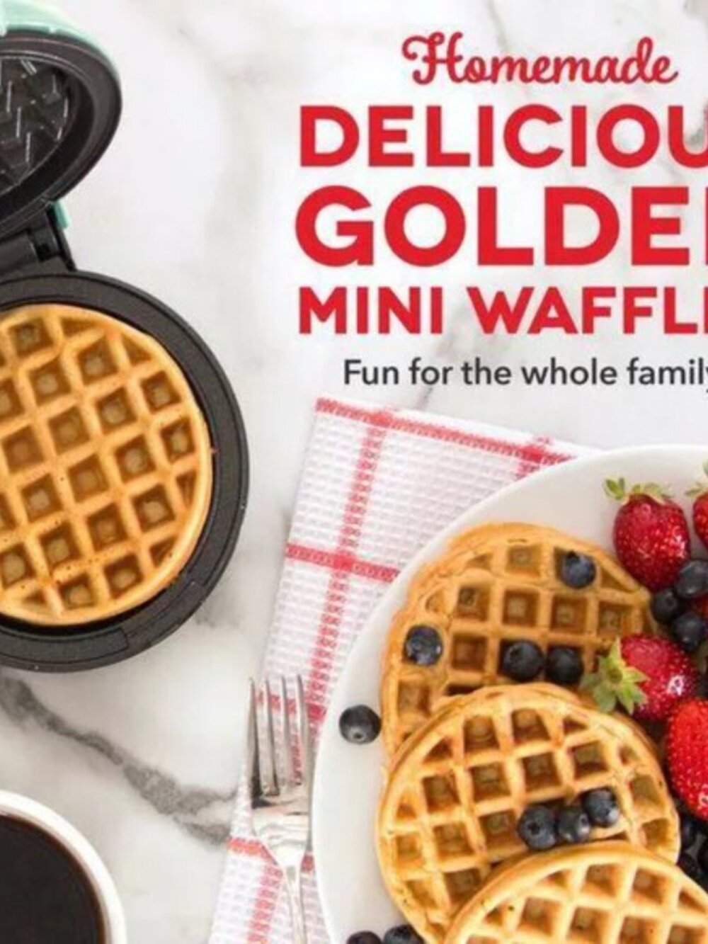Dash Mini Waffle Maker - Aqua (Brand New)
